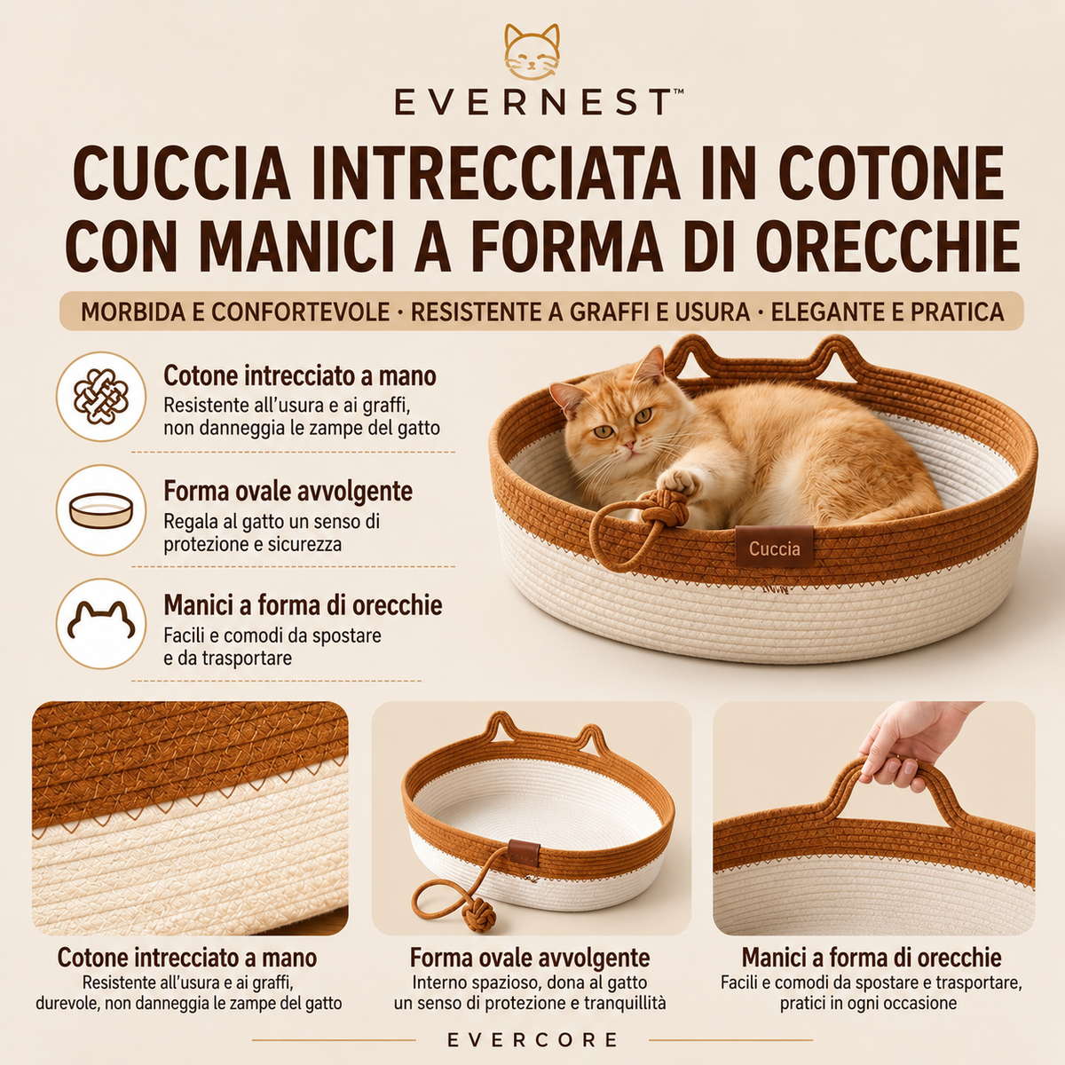 EverNest™ – Cuccia Comfort per Gatti, Il suo angolo di comfort ogni giorno. 🐱