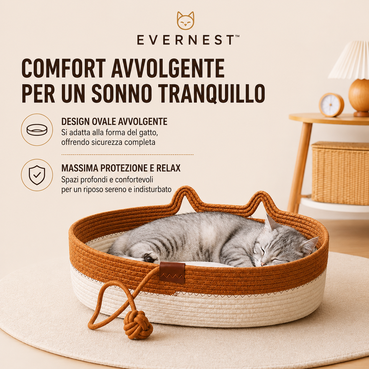 EverNest™ – Cuccia Comfort per Gatti, Il suo angolo di comfort ogni giorno. 🐱